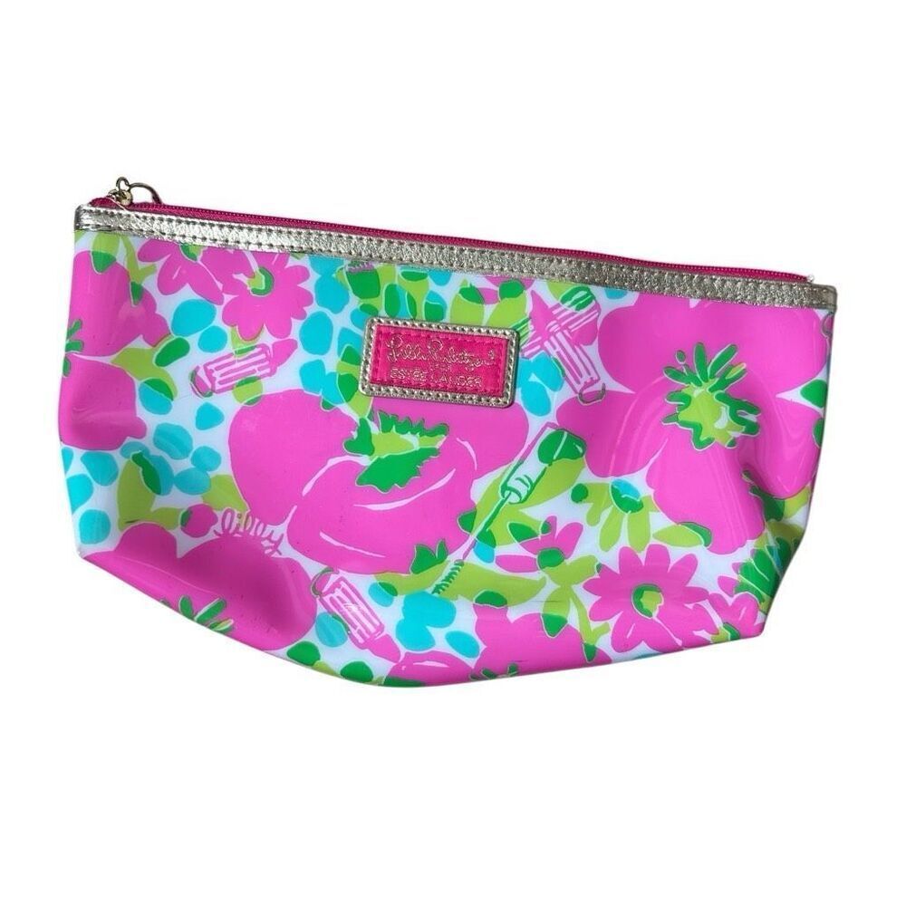 Lilly Pulitzer For Estee Lauder Cosmetic Bag pink and green